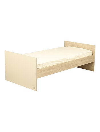 Lit évolutif avec têtes panneaux imitation bois - sauthon
