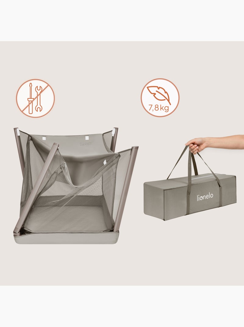 Lit parapluie 2en1 LIONELO Mila - Ultra légère - Lit bébé - 4cm matelas - Sac inclus Beige - Kiabi