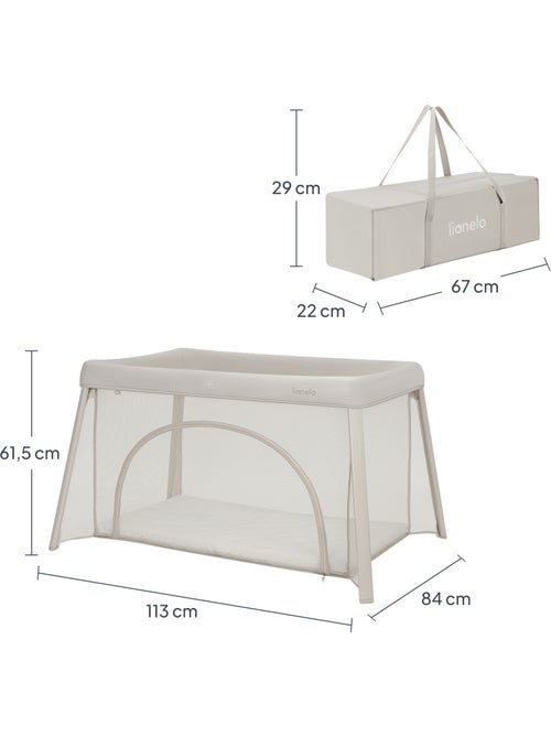 Lit parapluie 2en1 LIONELO Mila - Ultra légère - Lit bébé - 4cm matelas - Sac inclus - Kiabi