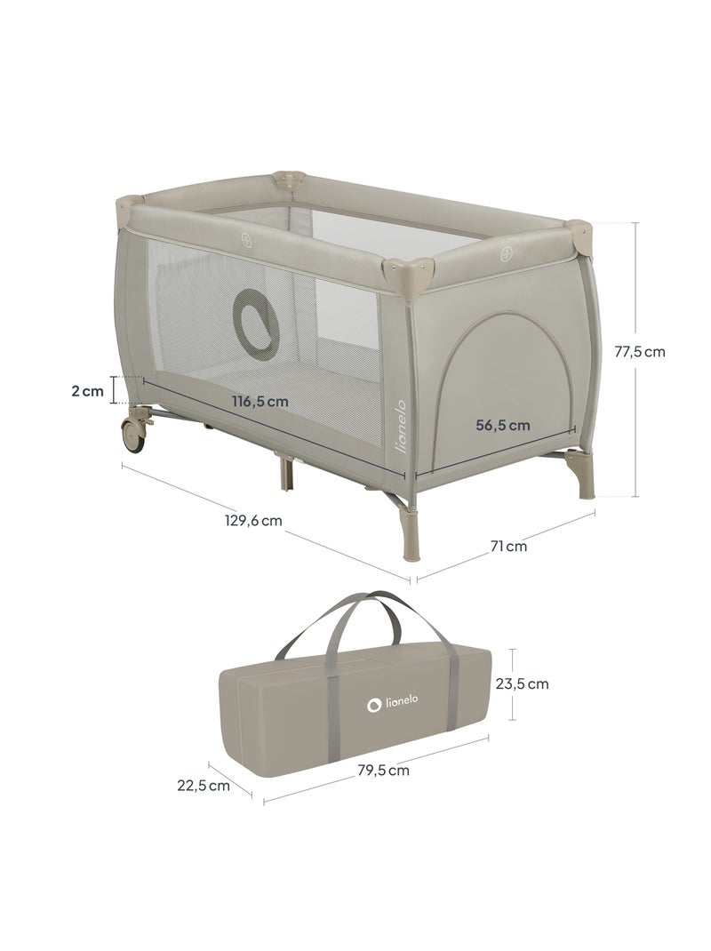 Lit parapluie 2en1 LIONELO Stefi Plus - Parc bébé - Matelas haute densité - Roulettes - 0-36 mois Beige - Kiabi