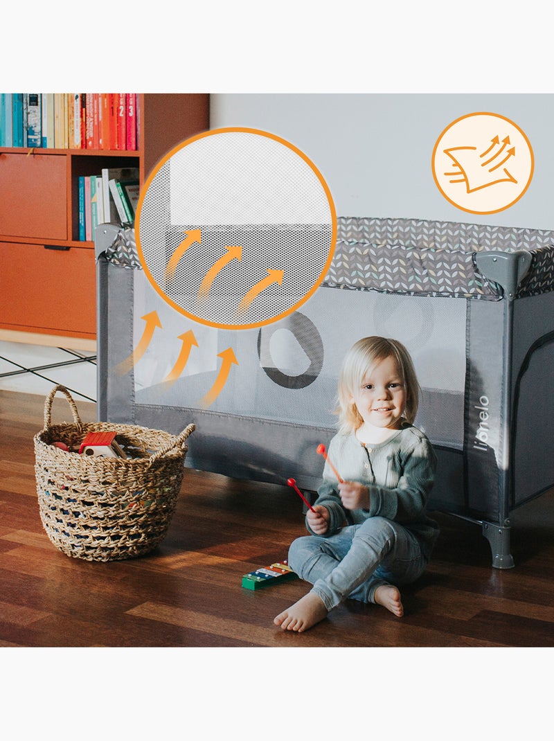 Lit parapluie 2en1LIONELO Stefi - Parc bébé - 125 x 65 cm - Roulettes - 0-36 mois - Sac inclus Bleu - Kiabi