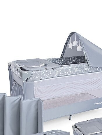 Lit parapluie bébé 2 niveaux de matelas (haut 0-6 mois, bas 6-36 mois), pliable