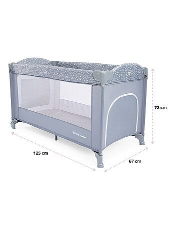 Lit parapluie bébé 2 niveaux de matelas (haut 0-6 mois, bas 6-36 mois), pliable