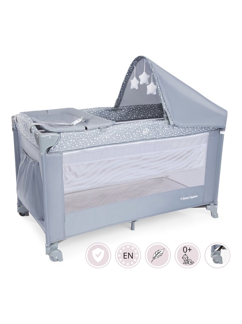 Lit parapluie bébé 2 niveaux de matelas (haut 0-6 mois, bas 6-36 mois), pliable Gris - Kiabi