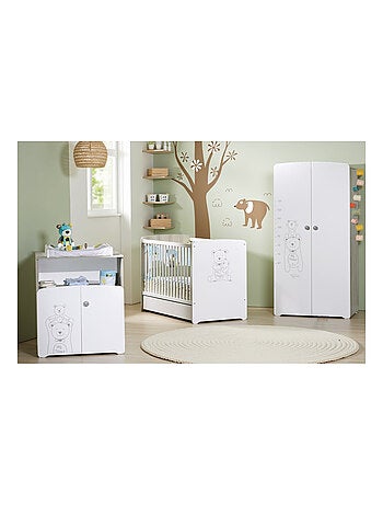 Lit sérigraphié taupe en bois - babyprice
