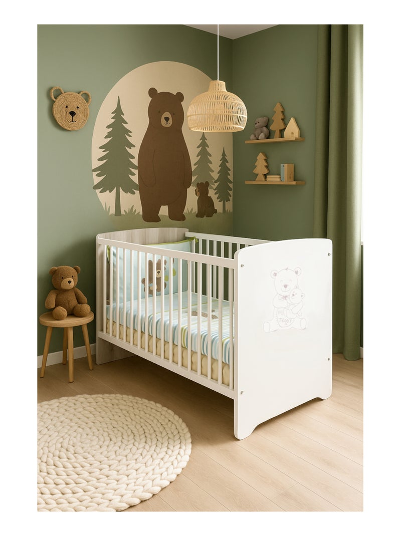 Lit sérigraphié taupe en bois - babyprice Blanc - Kiabi