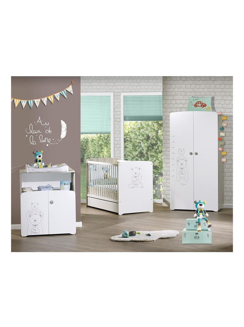 Lit sérigraphié taupe en bois - babyprice Blanc - Kiabi