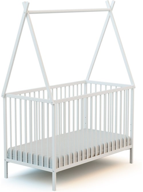 Lit tipi en bois avec toit 60 x 120 cm - Kiabi
