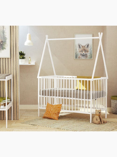 Lit tipi en bois avec toit 60 x 120 cm - Kiabi