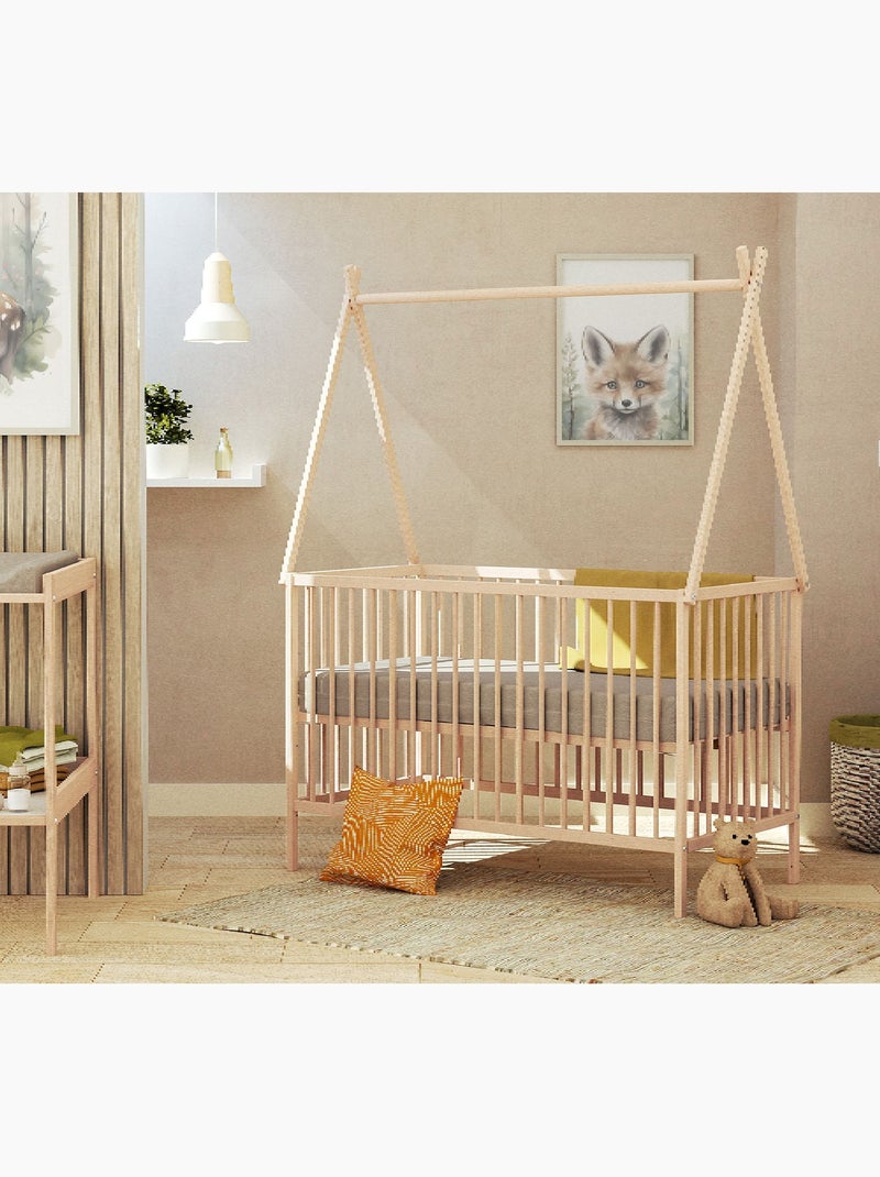 Lit tipi en bois avec toit 60 x 120 cm Marron noisette - Kiabi
