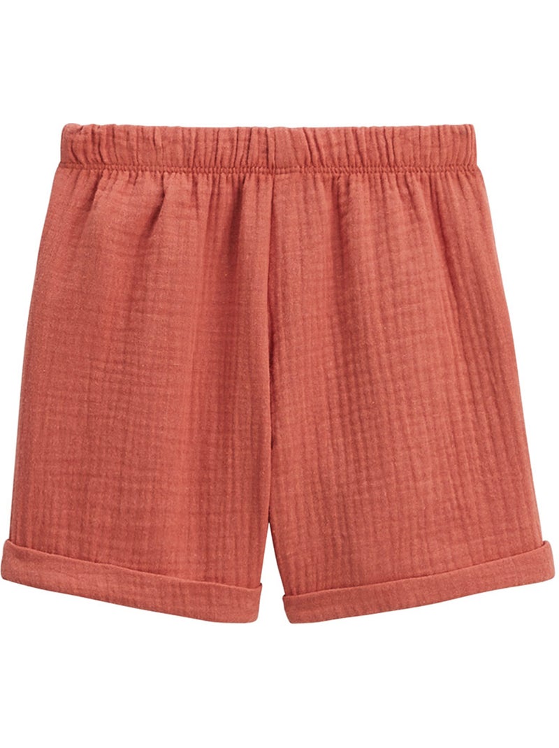 Liwa kinderset bestaande uit een katoenen gaas T-shirt en een short. Ecru - Kiabi