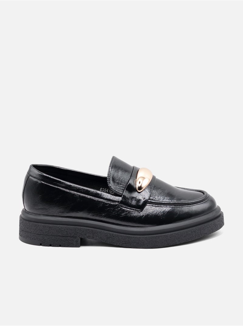 Loafers met glanzende afwerking Zwart - Kiabi