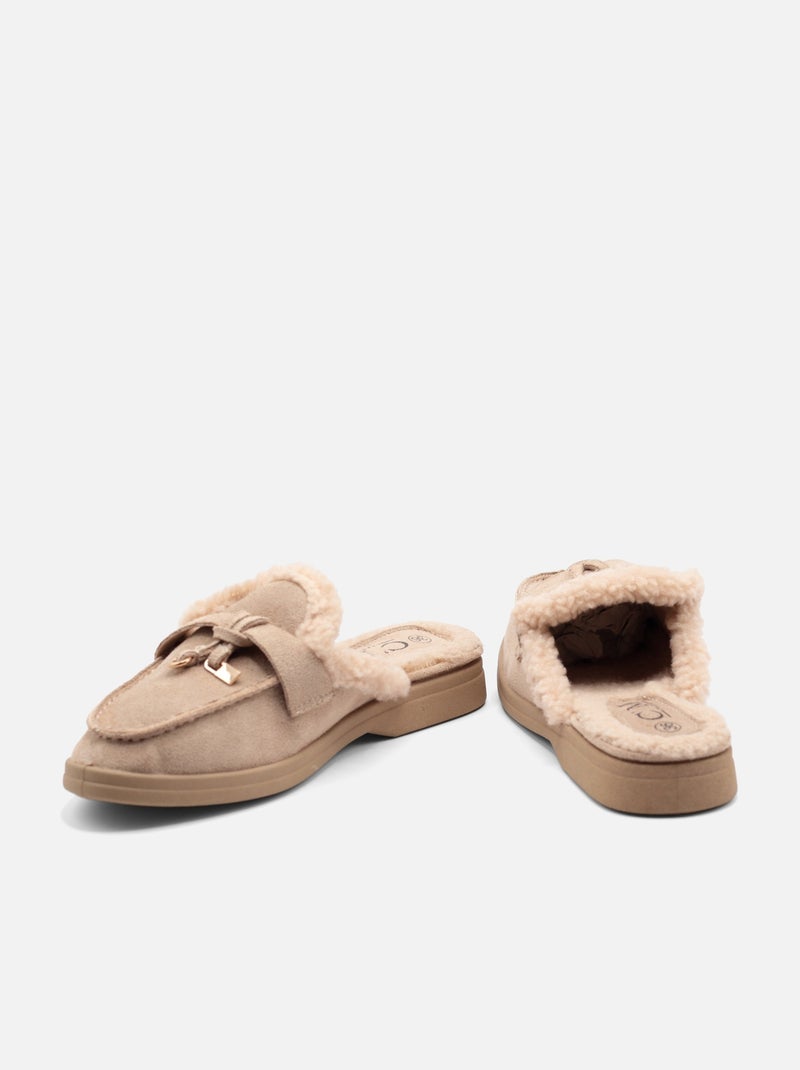 Loafers met imitatiebont Kaki - Kiabi