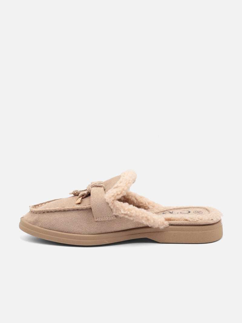 Loafers met imitatiebont Kaki - Kiabi