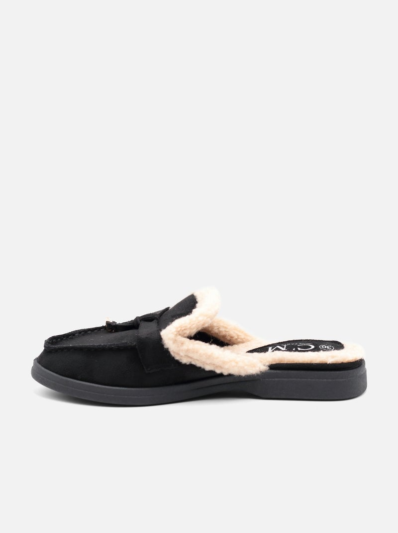 Loafers met imitatiebont Zwart - Kiabi