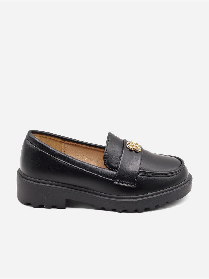 Loafers met strass-details Mat zwart - Kiabi