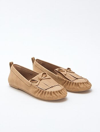 Loafers van suedine met franje