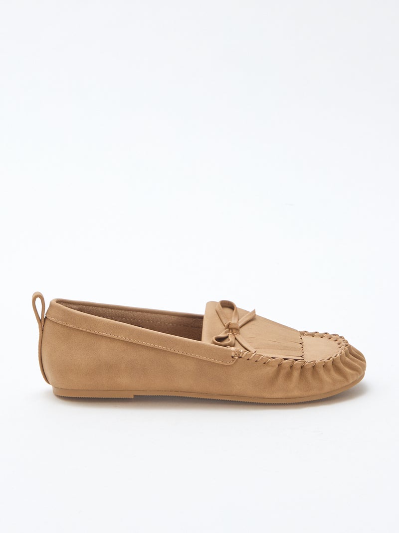 Loafers van suedine met franje Biege - Kiabi
