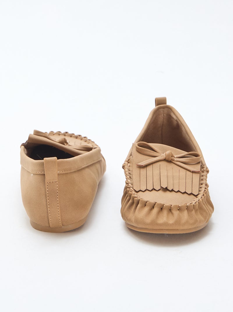 Loafers van suedine met franje Biege - Kiabi