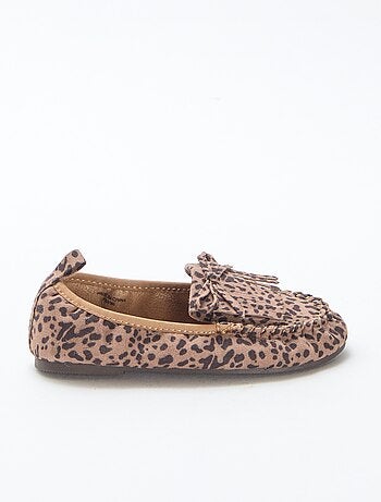 Loafers van suèdine met luipaardprint