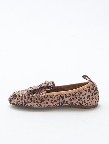 Loafers van suèdine met luipaardprint