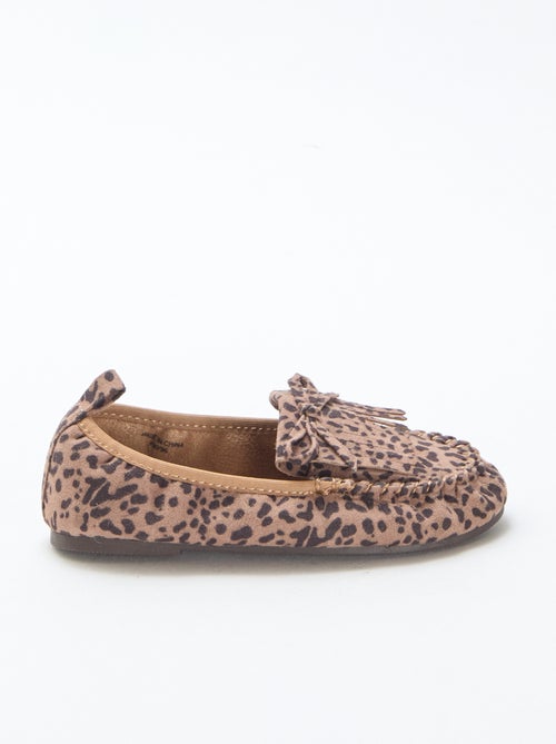 Loafers van suèdine met luipaardprint - Kiabi