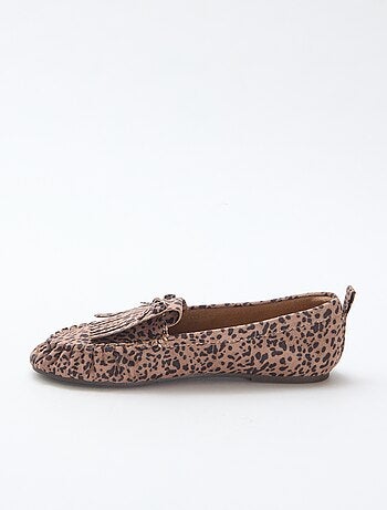 Loafers van suèdine met luipaardprint