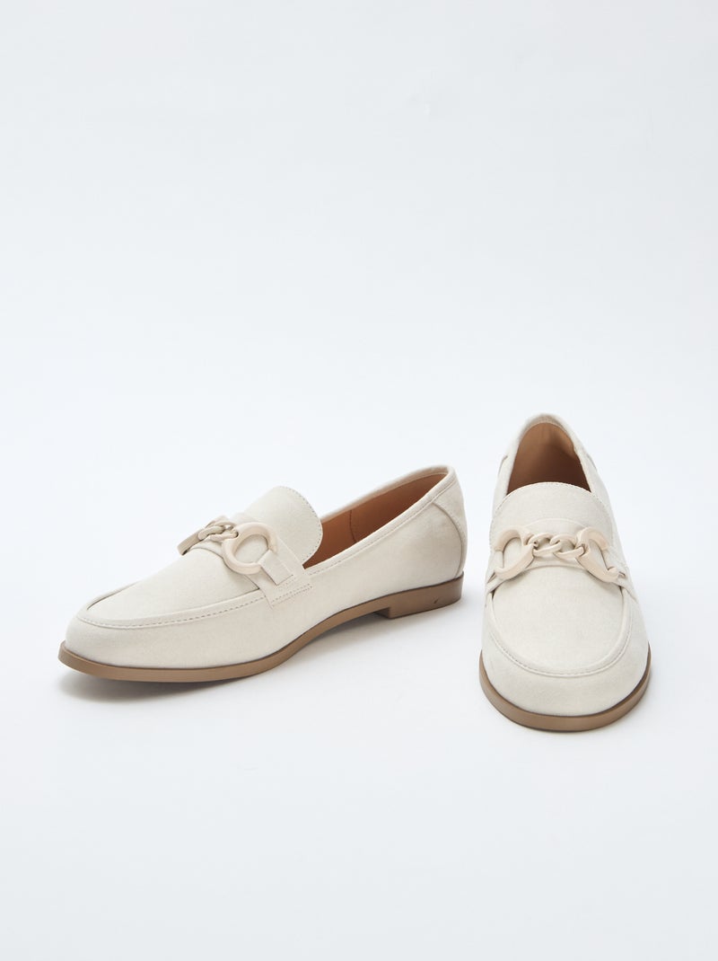 Loafers van suèdine met sieraaddetail op de wreef Biege - Kiabi