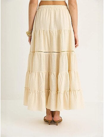Long rok met hoge taille, textuur en split lucci