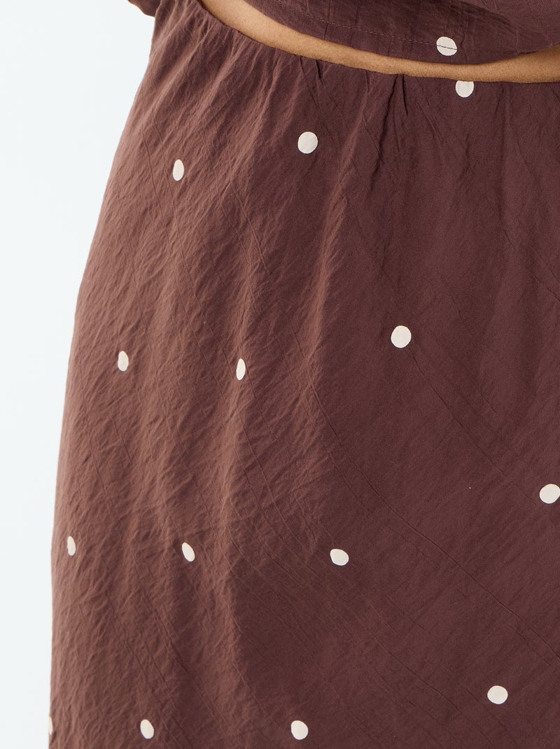Longue jupe à pois Marron - Kiabi
