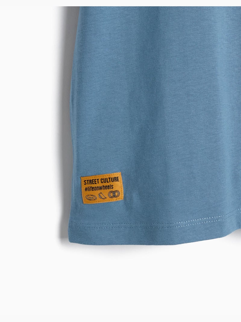 'loose fit' bedrukt t-shirt, mo fashion Blauw - Kiabi