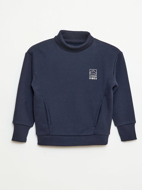 Loose-fit sweater van fleecestof met opstaande kraag - Kiabi