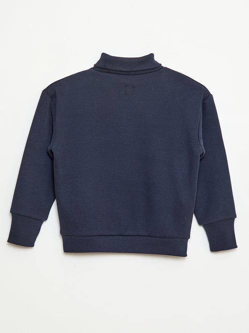 Loose-fit sweater van fleecestof met opstaande kraag - Kiabi