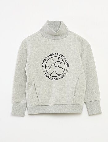 Loose-fit sweater van fleecestof met opstaande kraag