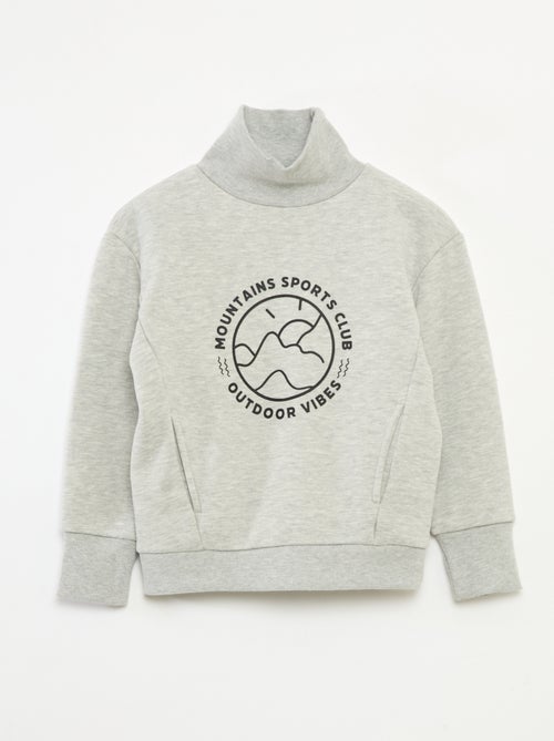 Loose-fit sweater van fleecestof met opstaande kraag - Kiabi