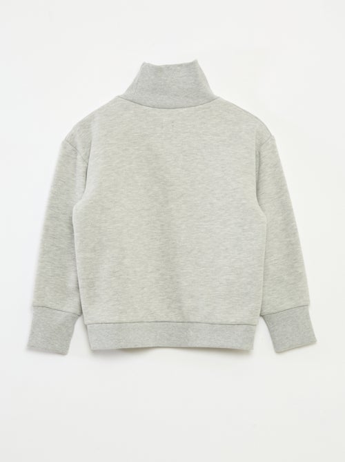 Loose-fit sweater van fleecestof met opstaande kraag - Kiabi