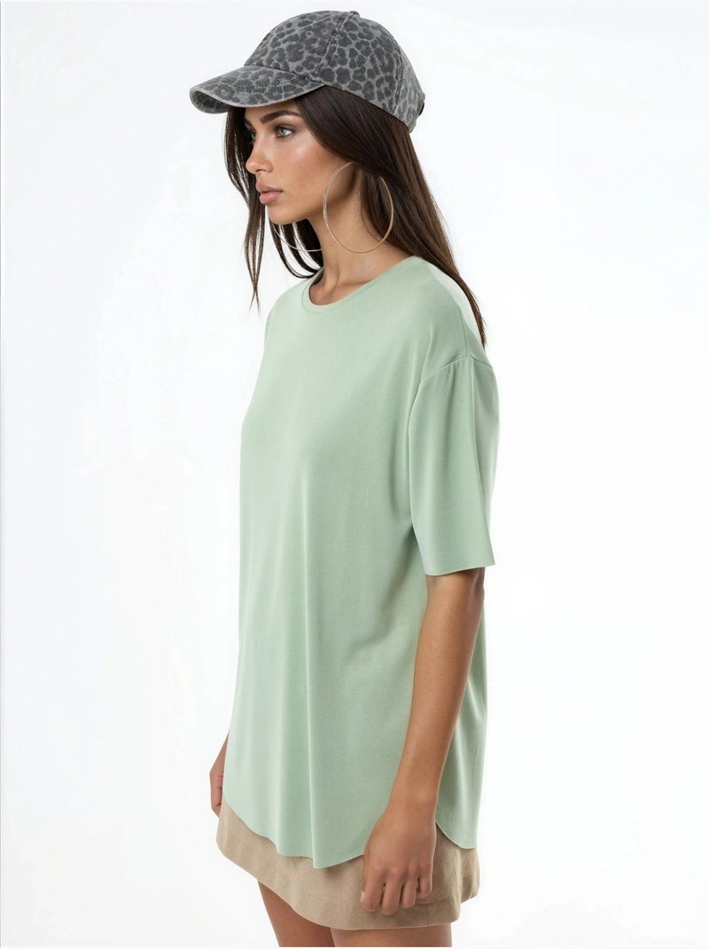 Loose fit t-shirt met ronde hals busem Pastelgroen - Kiabi