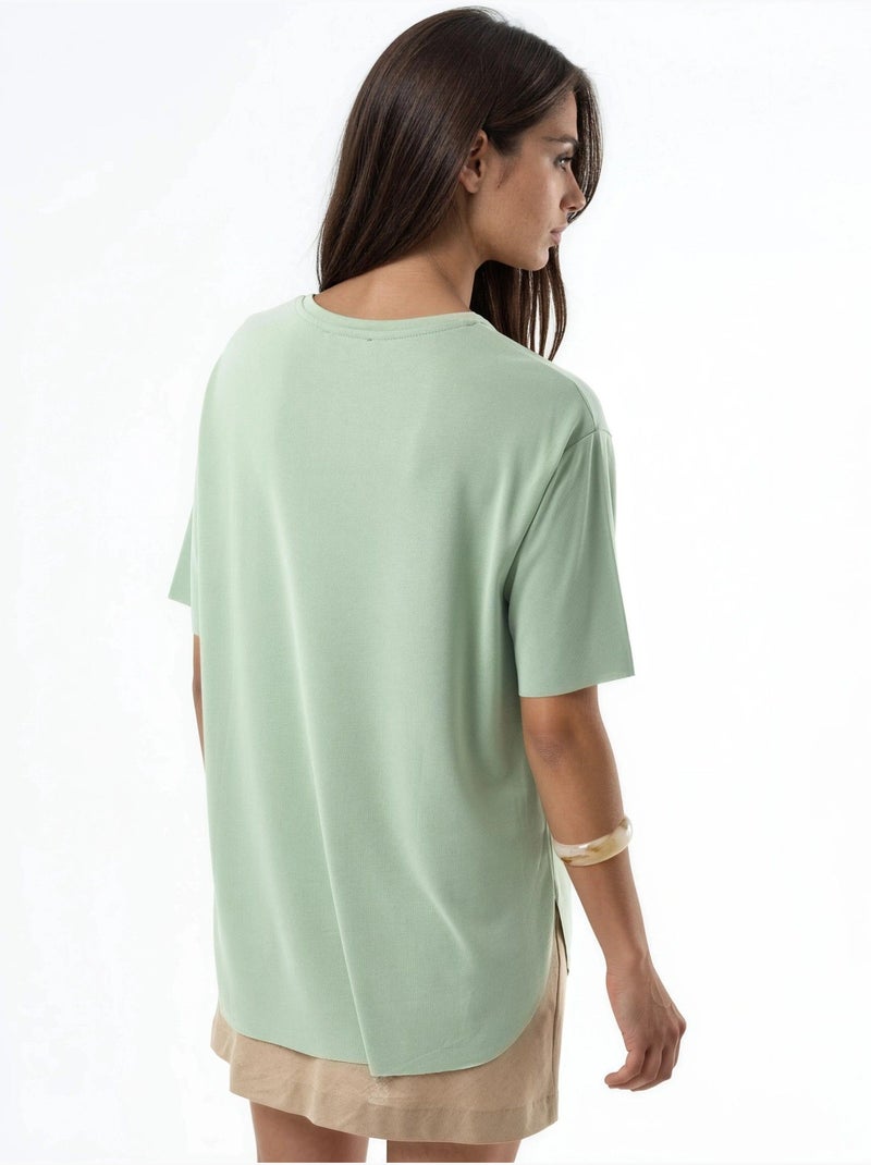 Loose fit t-shirt met ronde hals busem Pastelgroen - Kiabi