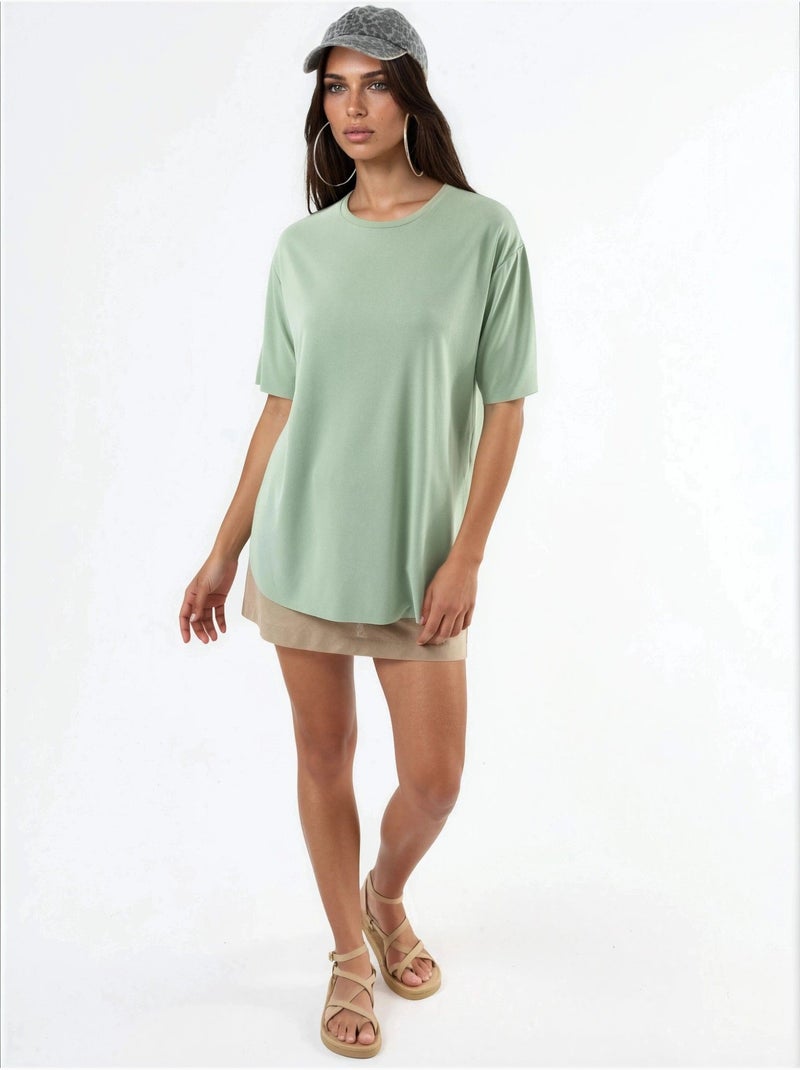 Loose fit t-shirt met ronde hals busem Pastelgroen - Kiabi