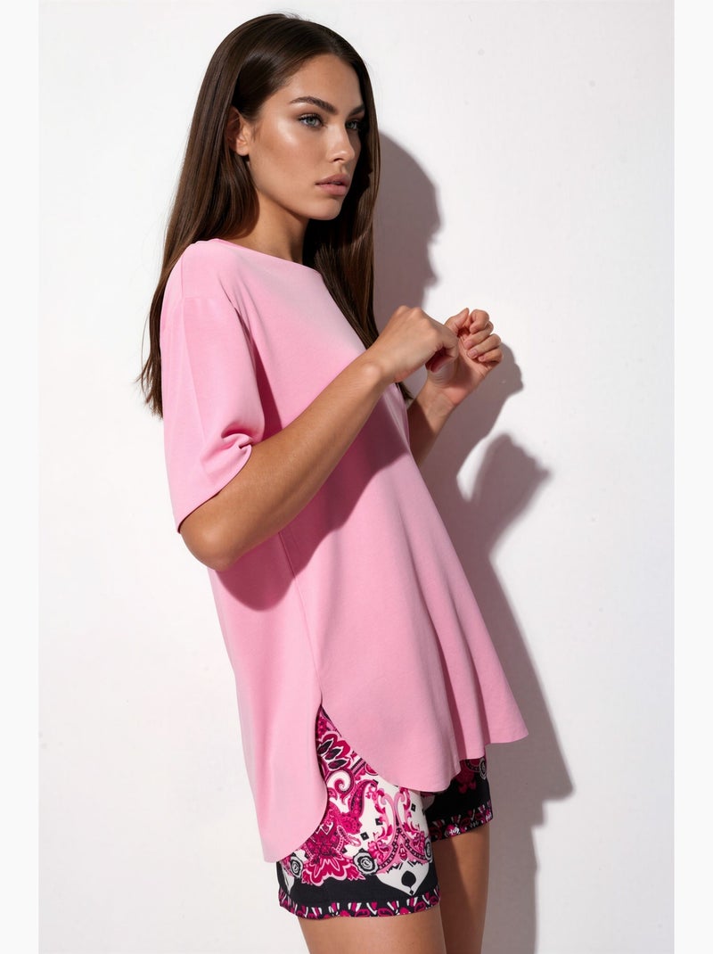 Loose fit t-shirt met ronde hals busem Roze - Kiabi