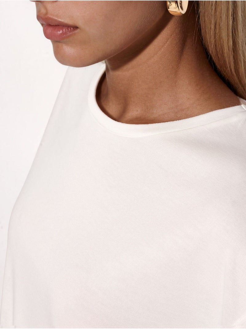 Loose fit t-shirt met ronde hals busem Wit - Kiabi