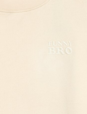 Loose sweater met "brother"-motief