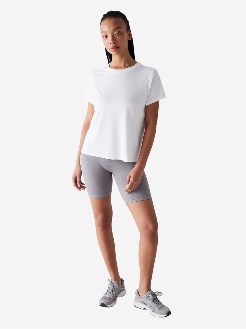 Loose t-shirt van modal met gebroken ronde hals penti Wit - Kiabi