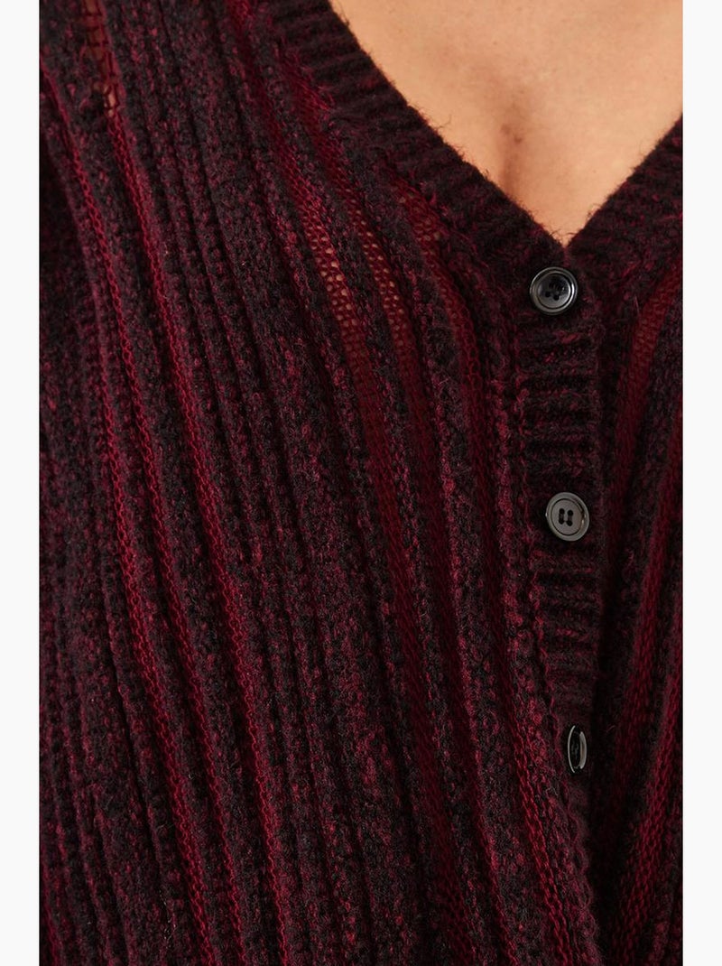 Los gebreid vest lucci Bordeauxrood - Kiabi