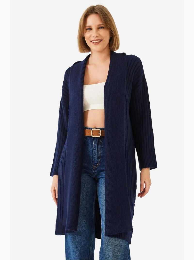 Losse geribbelde cardigan lucci Marineblauw - Kiabi