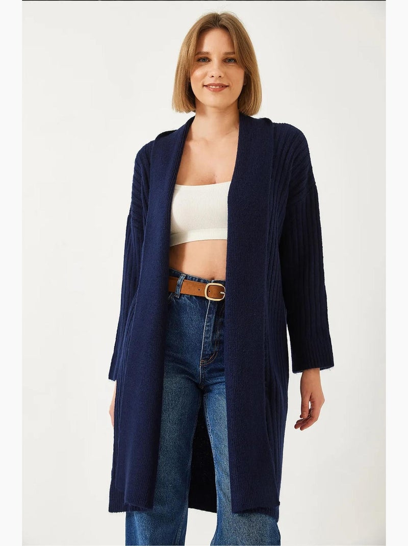 Losse geribbelde cardigan lucci Marineblauw - Kiabi