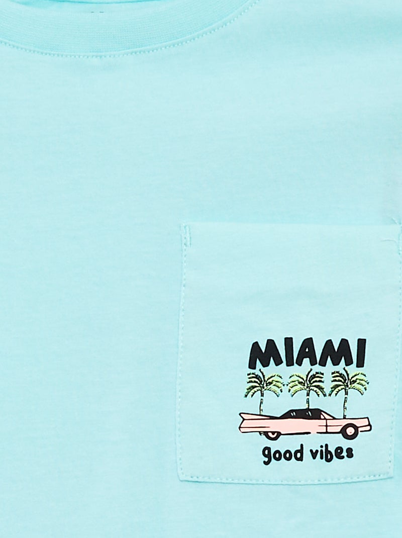 Losvallend T-shirt met borstzakje BLAUW - Kiabi