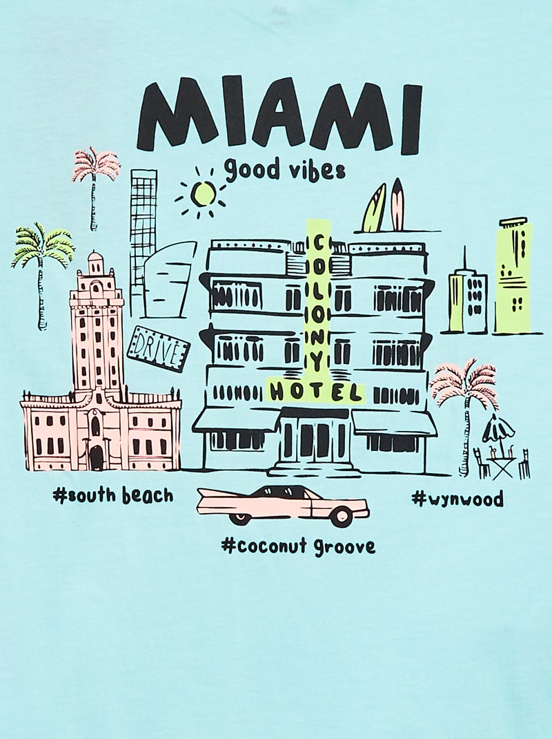 Losvallend T-shirt met borstzakje BLAUW - Kiabi