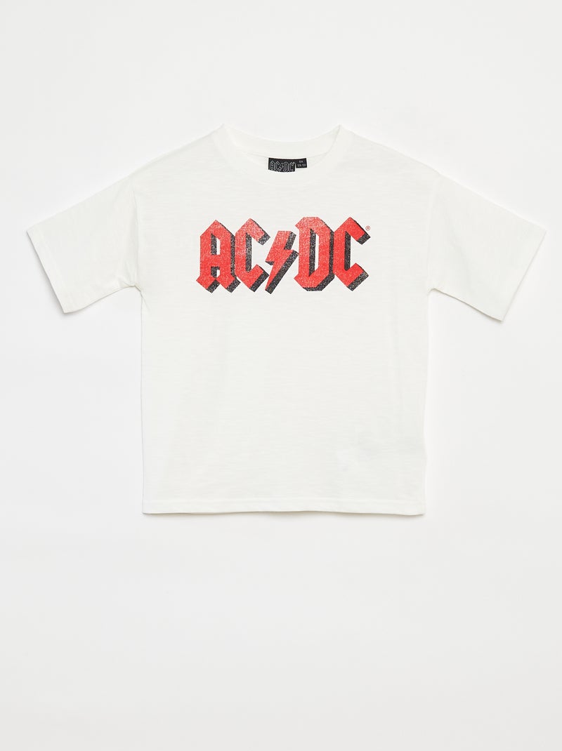 Losvallend T-shirt met korte mouwen 'AC/DC' Wit - Kiabi