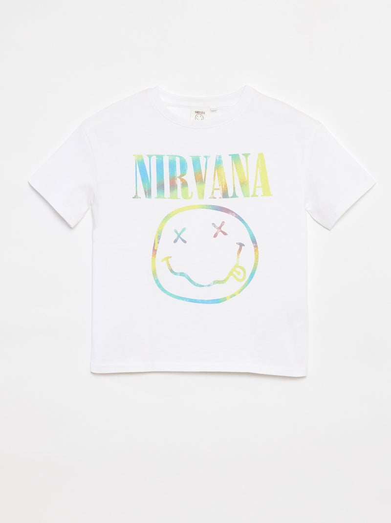 Losvallend T-shirt met korte mouwen 'Nirvana' wit - Kiabi